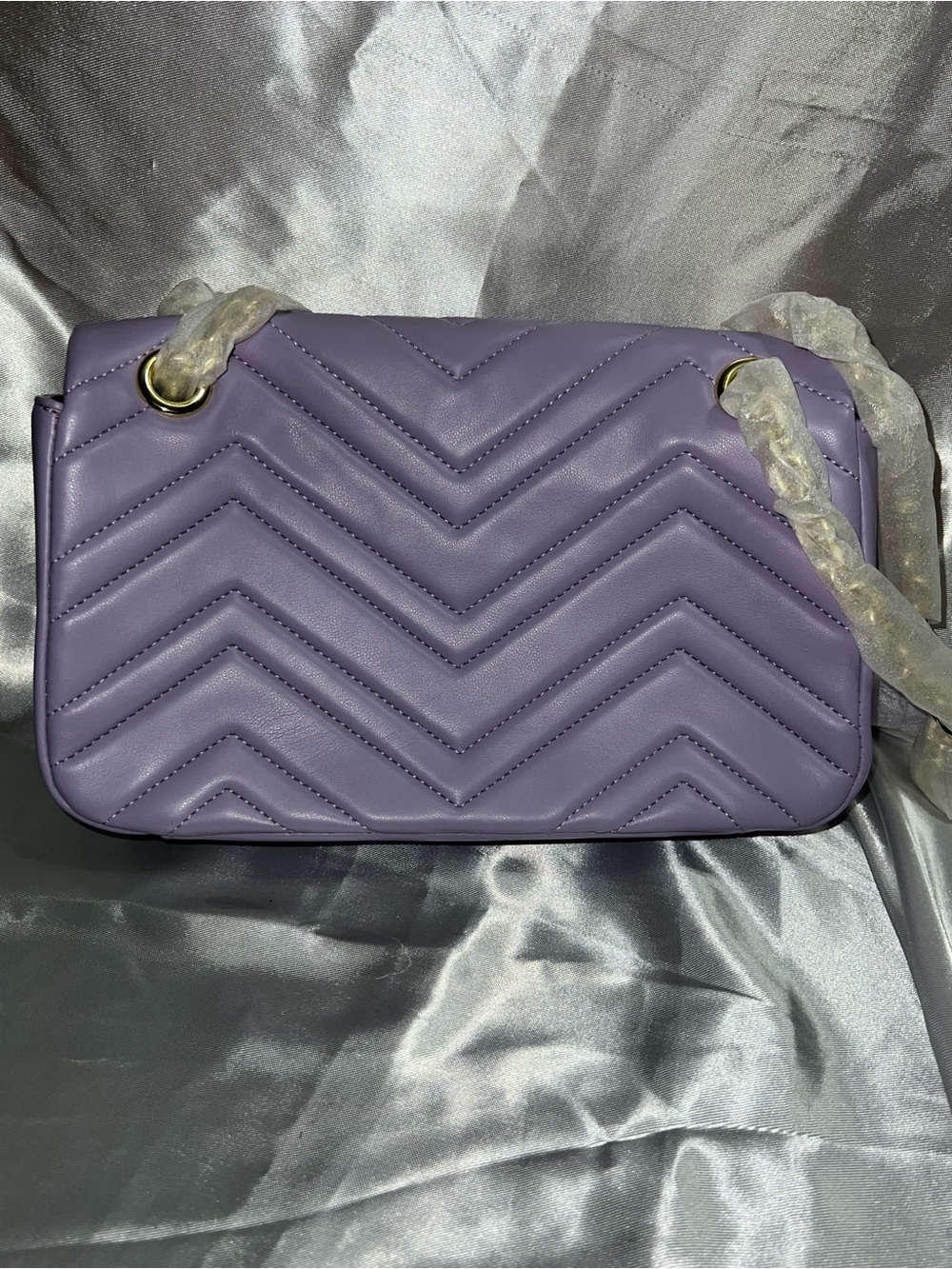 Lavender Quilted Shoulder Bag with Gold GG Accent - Picture 3 of 5